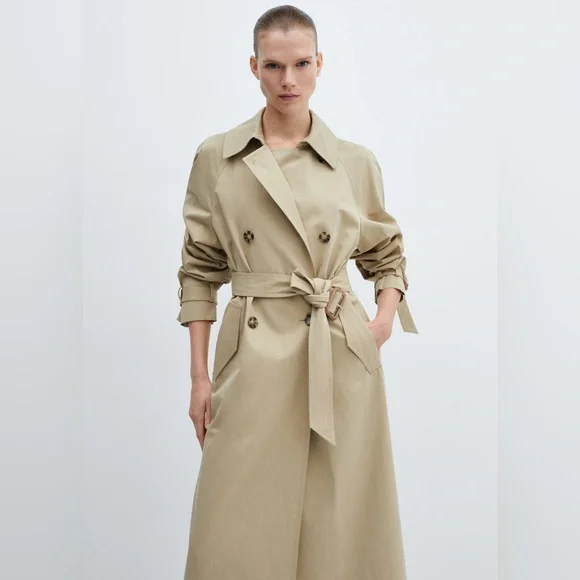 Classic Tan Trench Coat Mango Women’s XS - Picture 4 of 9